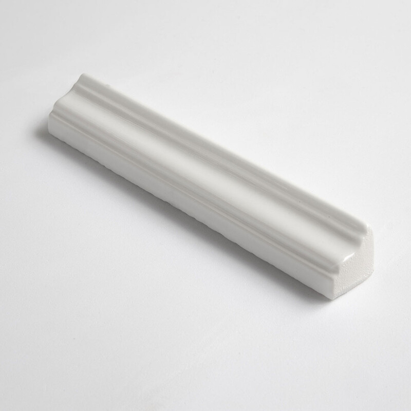Royal White, Tulum White Glossy Finish Trim Ceramic Moldings 1×6 (WST16164)