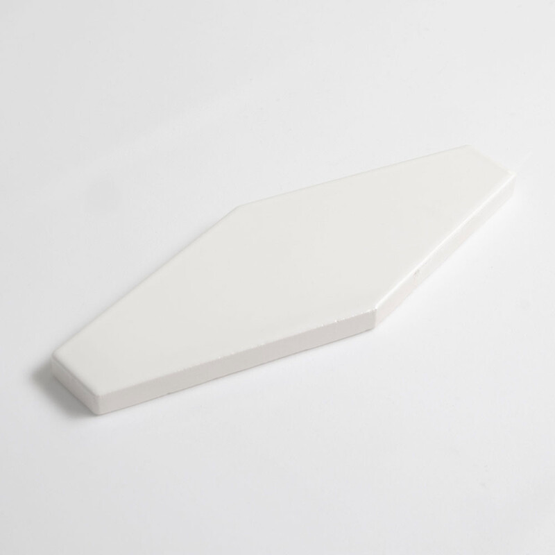 Tulum White Glossy Longest Hexagon Ceramic Tiles 3×8 (WST32164)