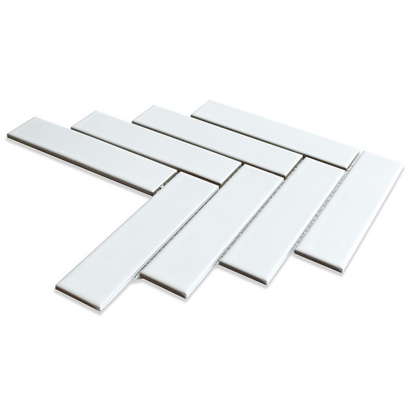 White Matte Herringbone Ceramic Mosaics 10×13 (WVT00139)