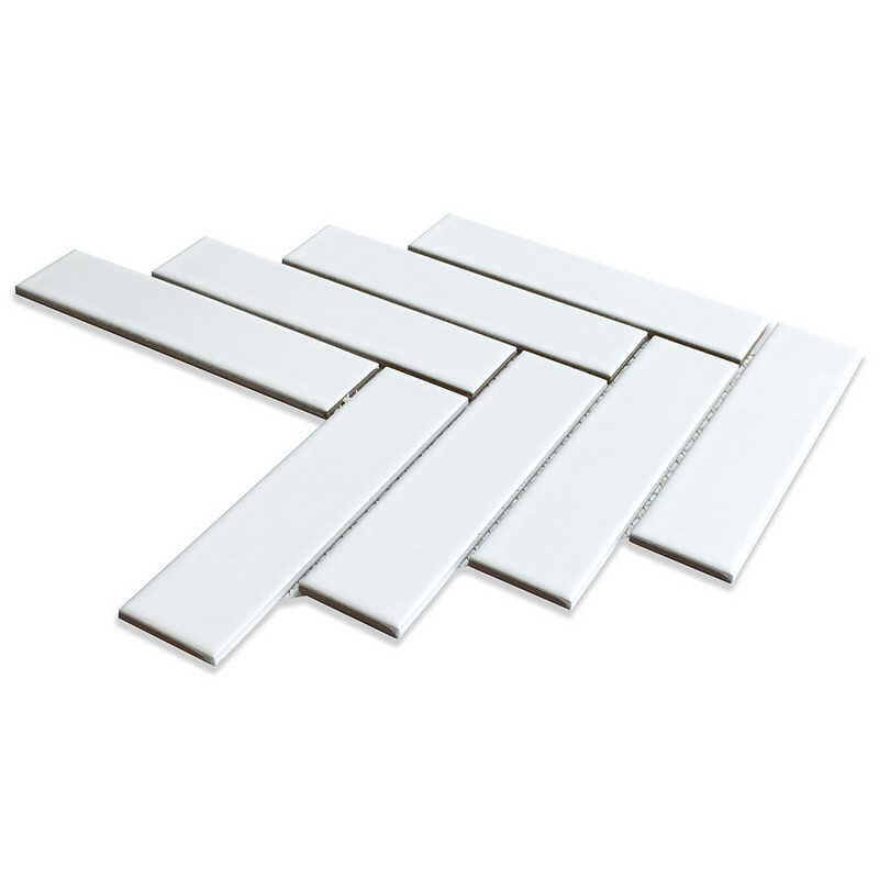 White Matte Herringbone Ceramic Mosaics 10×13 (WVT00139)