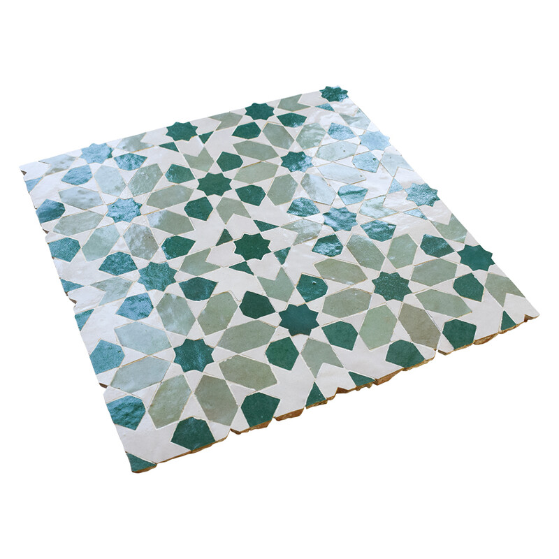 Turquoise, Dark Green Glossy Najma Zellige Mosaics 12×12 (WZI10057)
