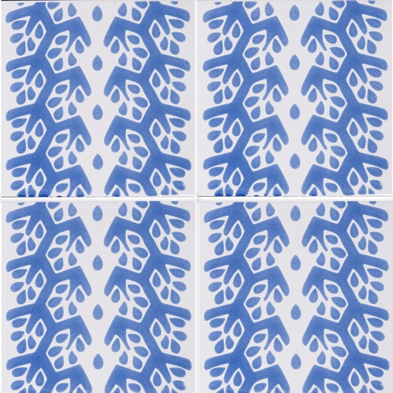 Snow White, Blue Glossy Cecil Stripe Ceramic Tiles 6×6 (XSP90006)