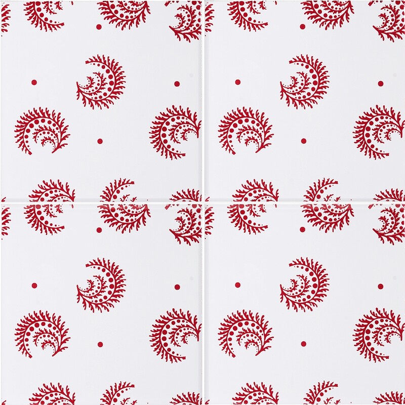 Snow White, Fire Engine Glossy Desmond Ceramic Tiles 6×6 (XSP90014)