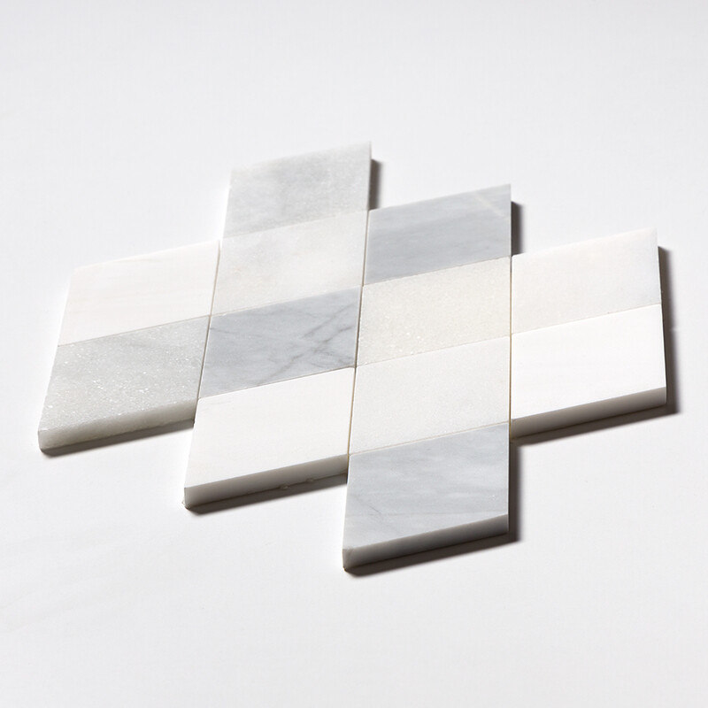 Afyon White, Avenza Light, Dolomite, Gla Multi Finish Almas Marble Mosaics 9 5/16×10 1/2 (YNR10017)