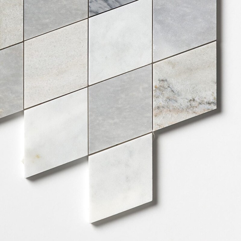 Afyon Grey, Avenza Dark, Palisandra Multi Finish Almas Marble Mosaics 9 5/16×10 1/2 (YNR10018)