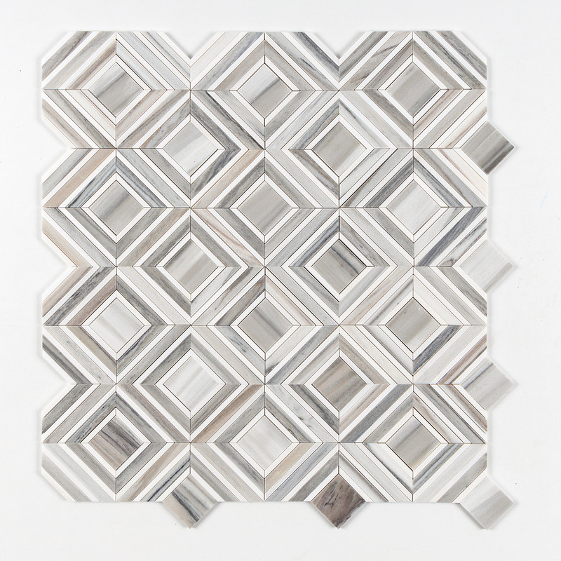 Mosaici in marmo Yildiz con venature Skyline, finitura multipla, 22,9 cm (YNR10045)