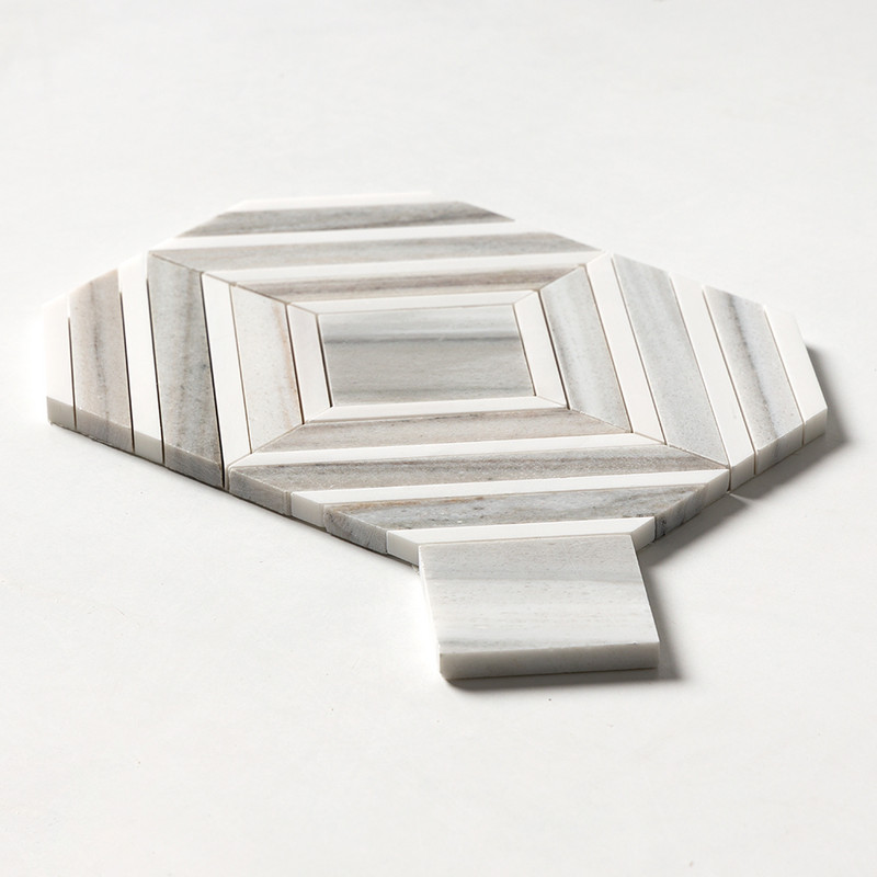 Mosaici in marmo Yildiz con venature Skyline, finitura multipla, 22,9 cm (YNR10045)