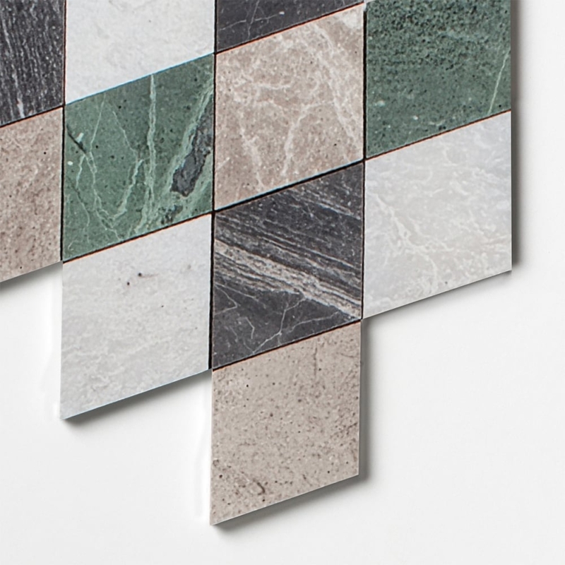 Iceberg, Verde Capri, Silver Shadow, Hai Honed Almas Marble Mosaics 9 5/16×10 1/2 (YNR10137)