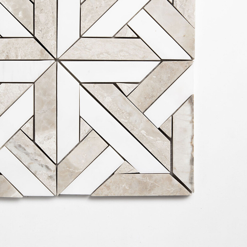 Aspen White, Diana Royal Honed Marmara Marble Mosaics 9 11/16×9 11/16 (YNR10141)