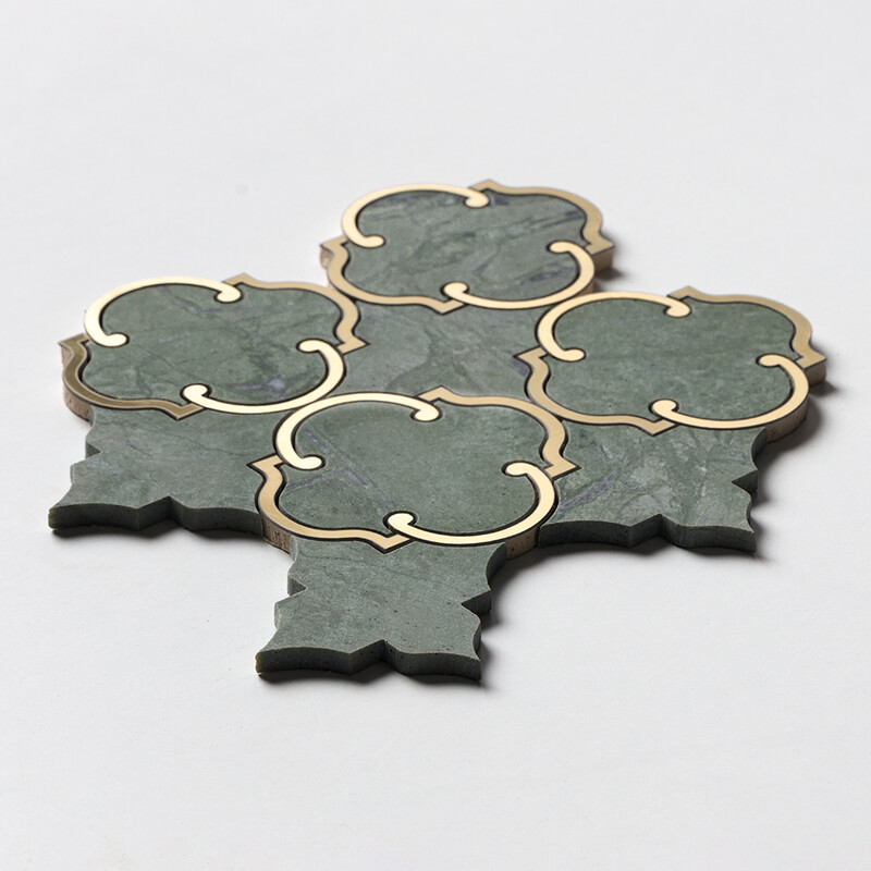 Brass, Verde Tia Honed Casablanca Marble Mosaics 10 1/2×11 3/16 (YNR10175)