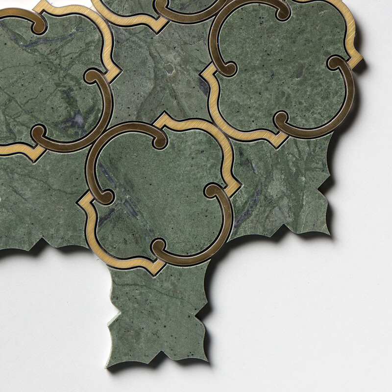 Brass, Verde Tia Honed Casablanca Marble Mosaics 10 1/2×11 3/16 (YNR10175)