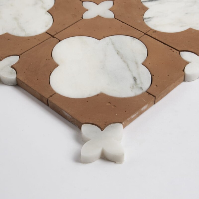 Calacatta Gold, Rustic Terracotta Honed Cottage Marble Mosaics 11 5/8×11 5/8 (YNR90482)