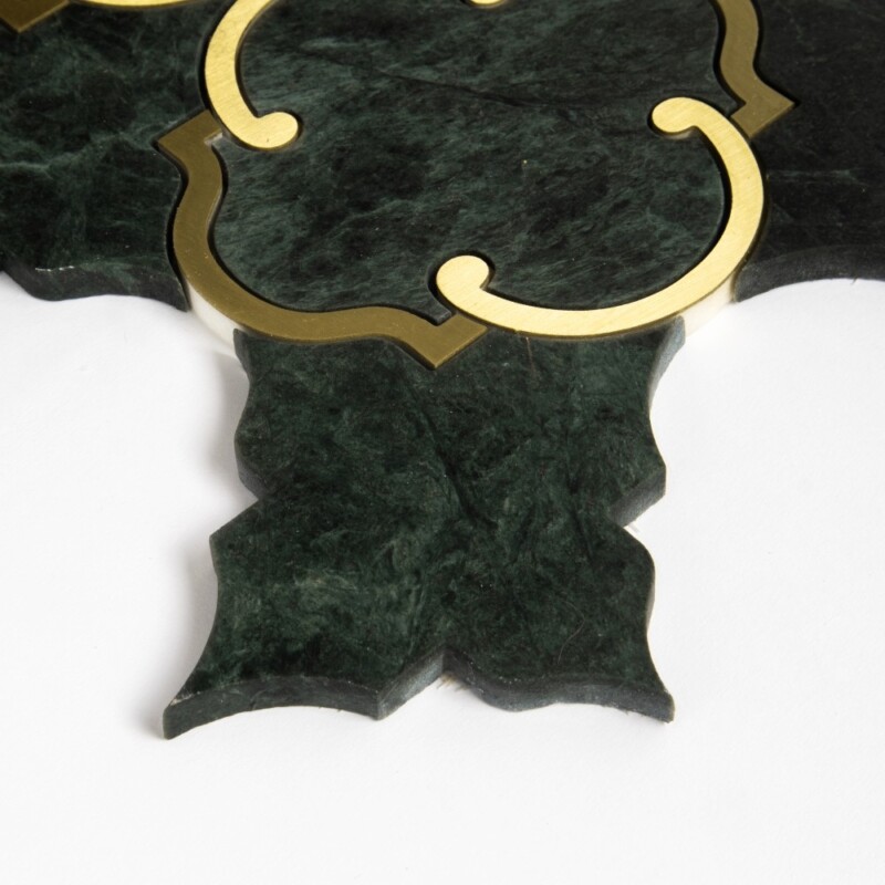 Brass, Verde Lucia Honed Casablanca Marble Mosaics 10 1/2×11 7/32 (YNR90487)
