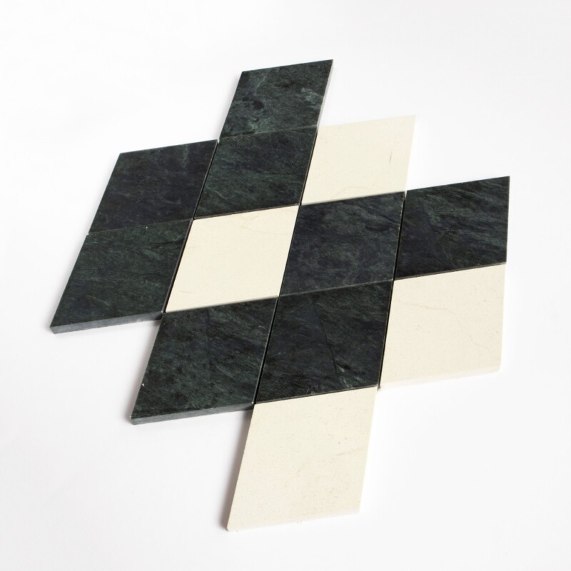 Marfil, Verde Lucia Honed Almas Marble Mosaics 10×10 1/2 (YNR90488)