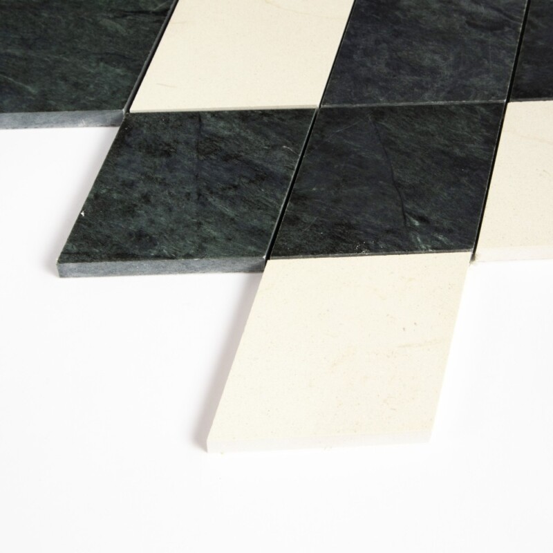 Marfil, Verde Lucia Honed Almas Marble Mosaics 10×10 1/2 (YNR90488)