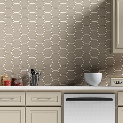 Latte Glossy Hexagon 5 Ceramic Tile 5 (DC00182)