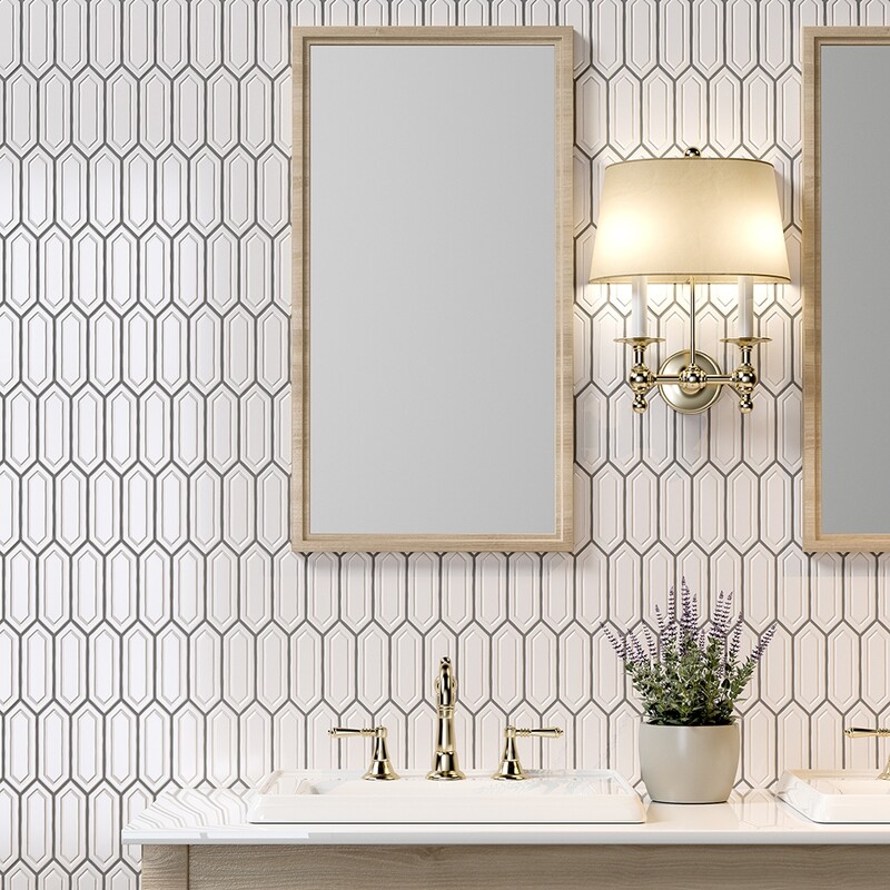 Royal White Glossy Reliefed Picket Ceramic Wall Decos 2×6 (DC00228)