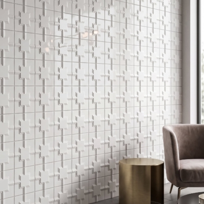 Royal White Glossy Link Ceramic Accent Tiles 6×6 (DC00243)