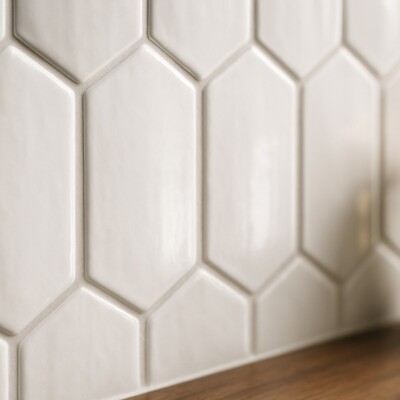 Royal White Glossy Picket Ceramic Tiles 3×6 (DC00265) Room Scene Image