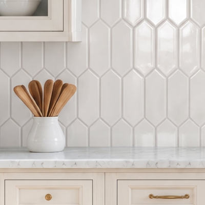 Royal White Glossy Picket Ceramic Tile 3×6 (DC00265)