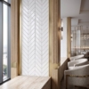 Royal White Glossy Chevron Ceramic Tile 2×6 (DC00271)