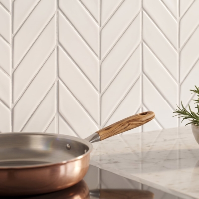 Satin Cotton Matte Chevron Ceramic Tile 2×6 (DC00273)