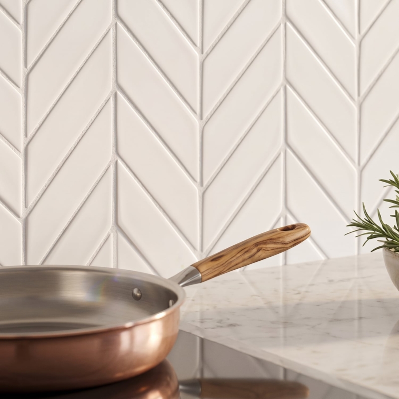 Satin Cotton Matte Chevron Ceramic Tile 2×6 (DC00273)