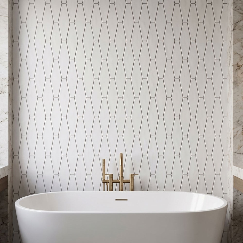 Satin Cotton Matte Longest Hexagon Ceramic Tile 3×7 7/8 (DC00278)