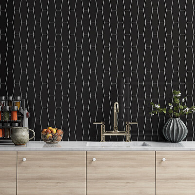 Long black hexagon glossy ceramic tile for living room wall