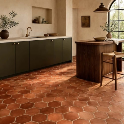 Terrakotta-Sechseckfliesen für Terrassenböden – Design von Country Floors