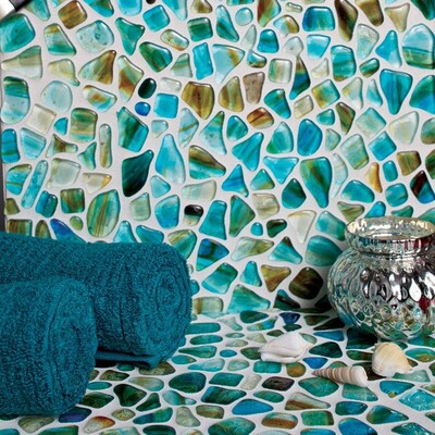 Aqua Marino Glossy Gloss Glass Mosaic 12×12 (GT00288)