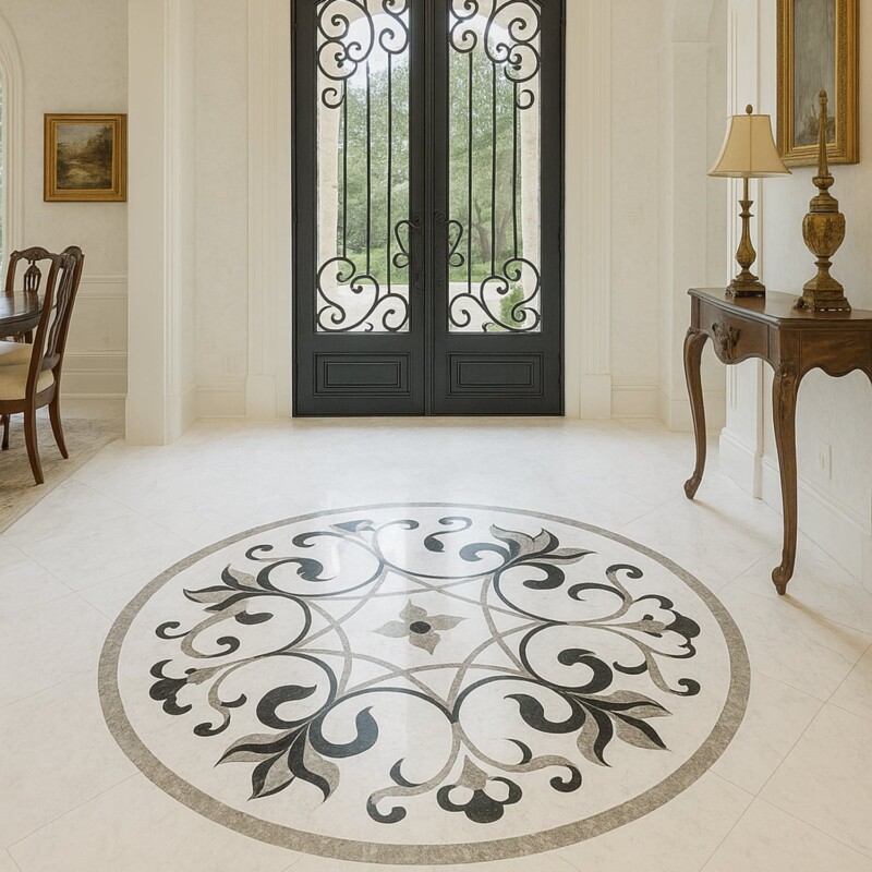 Rafeal Multi Finish Round Marble Medallion 36” Radius 36×36 (MD00144)