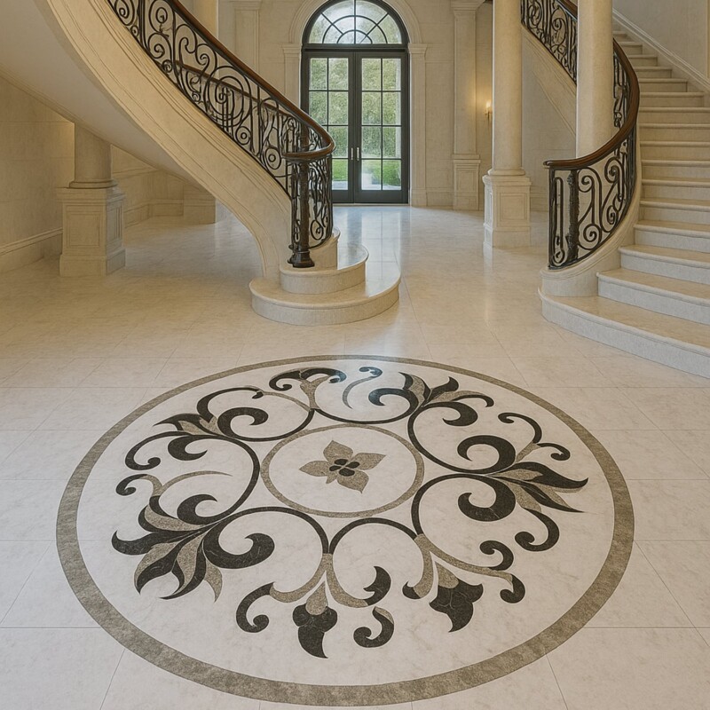 Rafeal Multi Finish Round Marble Medallion 36” Radius 36×36 (MD00144)