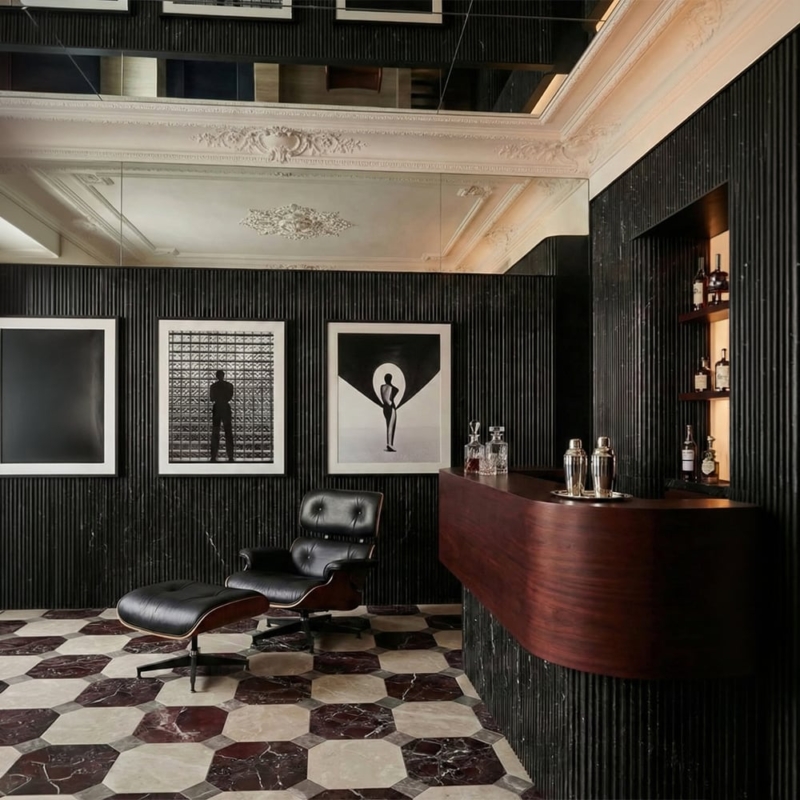 Iris Black Honed Thin Fluted Marble Accent Tiles 4×18 (ML01021)