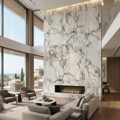 Calacatta Green Honed Thin Fluted Marble Accent Tiles 18×36 (ML01045)