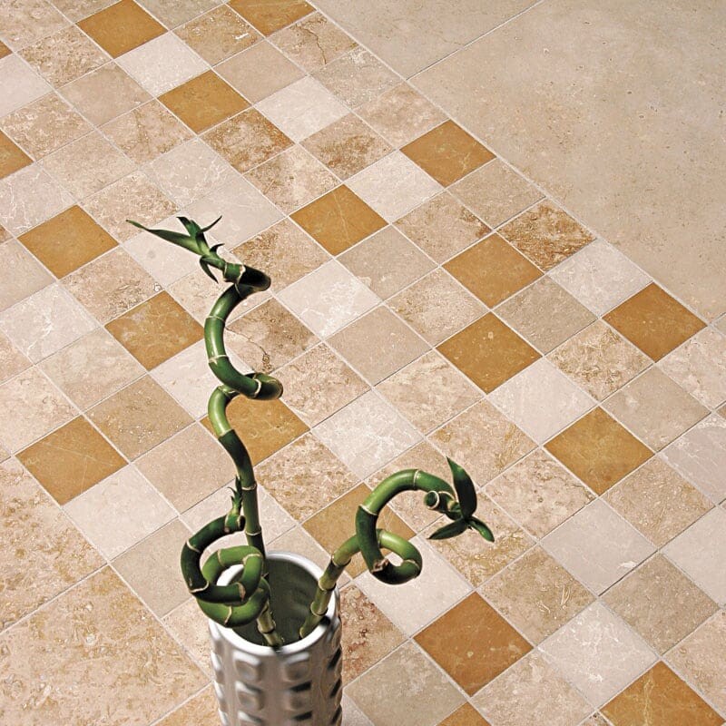Canyon Honed Filled Travertine Tile 12×12 (TL13851) Canyon Honed Filled Travertine Tile 2 3/4×5 1/2 (TL14318)