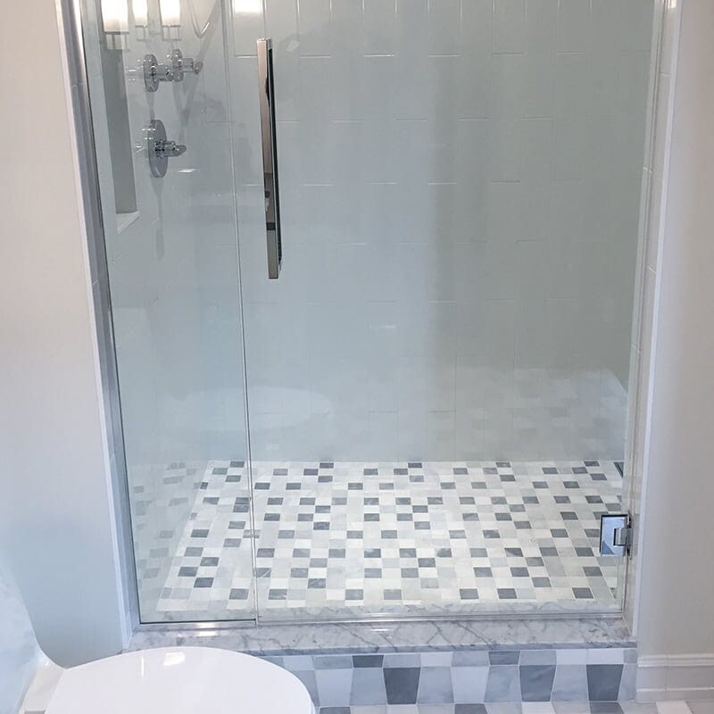 Avenza&snow White&allure Textured 2×2 Marble Mosaic 12×12 (MS01298) Tapered Glacier, Afyon Gray, Snow White Honed Marble Waterjet Decos 12 1/2×12 (NW00012)