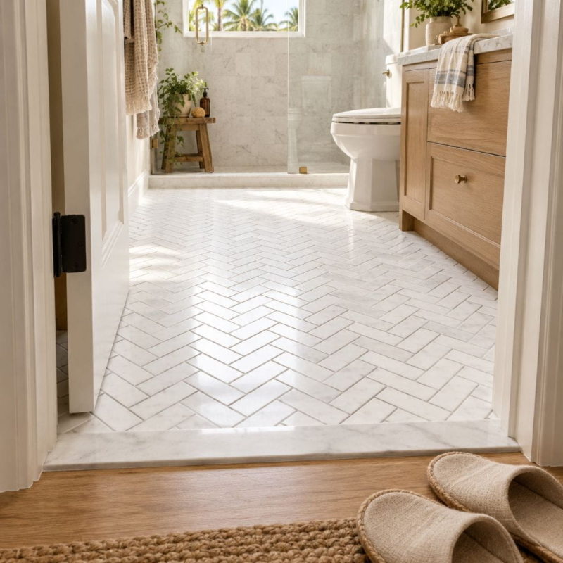 Aspen White Polished Herringbone 1×2 Marble Mosaics 11×11 (MS01354)