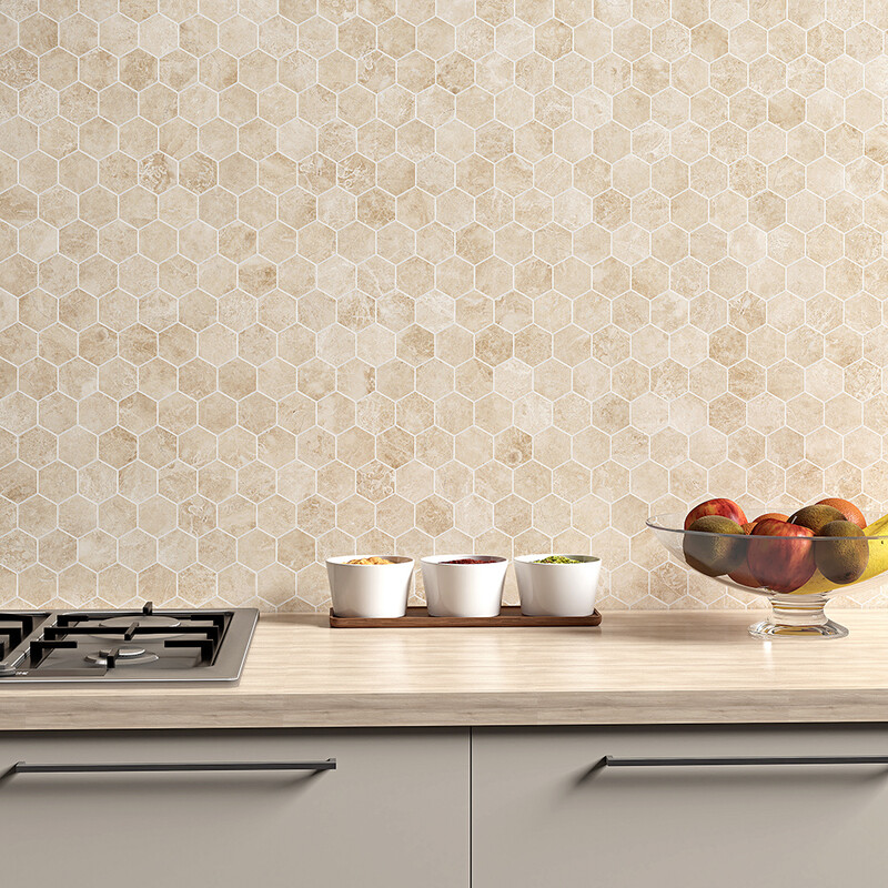 Cappuccino Polished Hexagon Marble Mosaic 10 3/8×12 (MS01440)