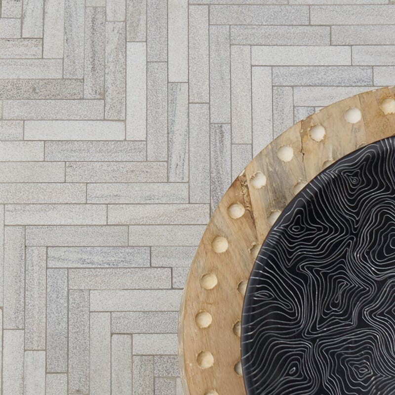 Skyline Full Grain Large Herringbone Marble Mosaic 12 7/8×8 9/16 (MS01509)
