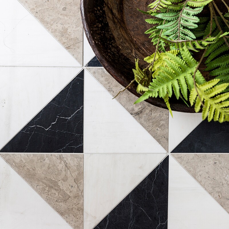 Snow White, Black Honed Mcm Square Marble Mosaic 8×8 (MS01528) Britannia, Snow White Honed Mcm Square Limestone Mosaic 8×8 (MS01526)