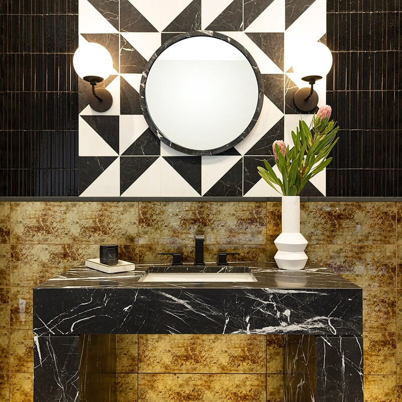 Snow White, Black Honed Mcm Square Marble Mosaic 8×8 (MS01528) Karasuba Strided Ceramic Wall Decos 2 1/4×7 3/8 (TL61057)