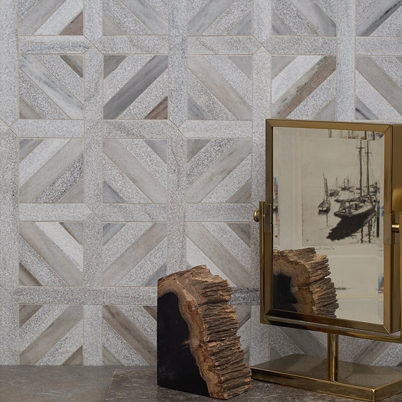 Skyline Multi Finish Ponte Basket Marble Mosaic 14 13/16×14 13/16 (MS01547)