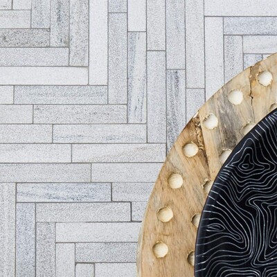 Skyline Polished Large Herringbone Marble Mosaic 12 7/8×8 9/16 (MS01597)