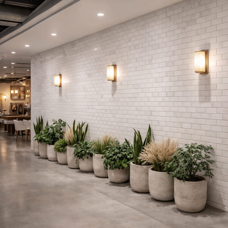 Classic white tile for modern retail interior walls by Country Floors
