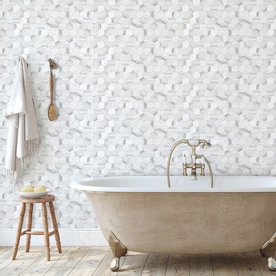 Frost White Honed Hexagon Marble Mosaic 10 3/8×12 (MS01707)