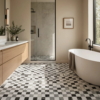 Allure Light, Snow White, Black Honed 2×2 Marble Mosaics 12×12 (MS01712)