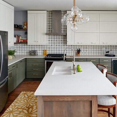 Bright kitchen with marble flooring and contemporary cabinetry clean interior styling by Country Floors