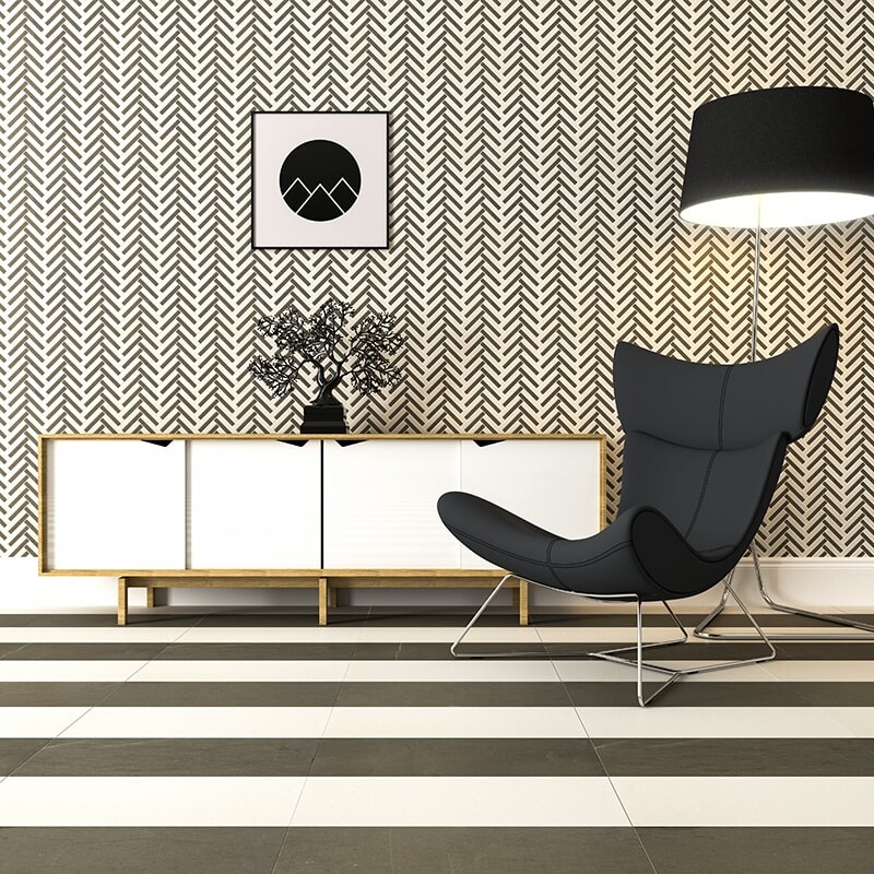 Champagne Bosphorus raya basket limestone mosaic in modern designer living room by Country Floors