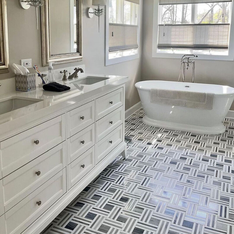 Skyline, Snow White Multi Finish Maze Basket Marble Mosaic 14 15/16×17 11/16 (MS01769)